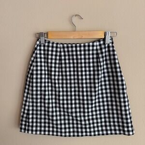 Snidel Black White Gingham Cotton Mini Skirt Womens Size 0